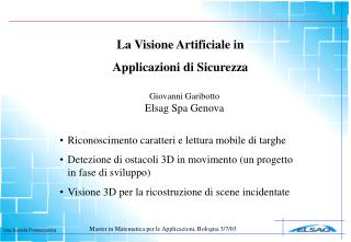 La Visione Artificiale in Applicazioni di Sicurezza