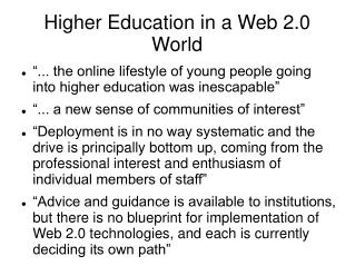 Higher Education in a Web 2.0 World