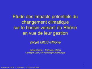 Séminaire GICC – Toulouse – 25/26 avril 2002