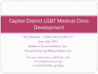 Capital District LGBT Medical Clinic Development