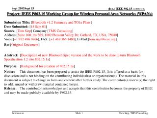 Project: IEEE P802.15 Working Group for Wireless Personal Area Networks (WPANs)