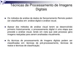 Técnicas de Processamento de Imagens Digitais