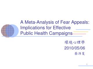 A Meta-Analysis of Fear Appeals: Implications for Effective Public Health Campaigns