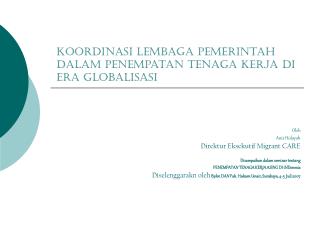 Koordinasi lembaga pemerintah dalam penempatan tenaga kerja di era globalisasi