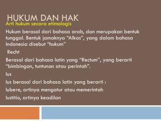 Hukum Dan Hak