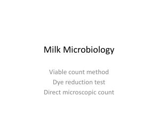 Milk Microbiology
