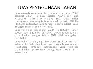 LUAS PENGGUNAAN LAHAN