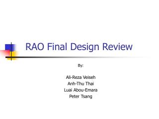 RAO Final Design Review