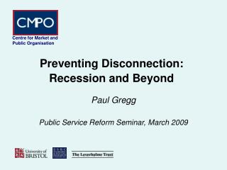 Preventing Disconnection: Recession and Beyond