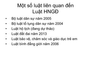Một số luật liên quan đến Luật HNGĐ