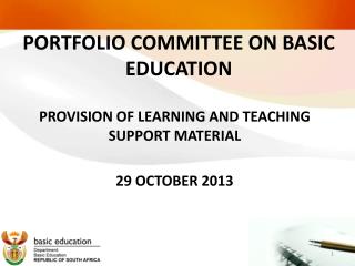 PORTFOLIO COMMITTEE ON BASIC EDUCATION