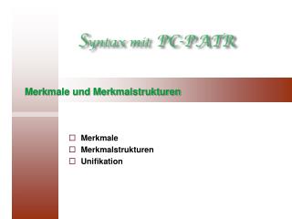 Merkmale und Merkmalstrukturen