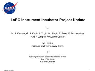 LaRC Instrument Incubator Project Update