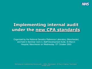 Implementing internal audit under the new CPA standards