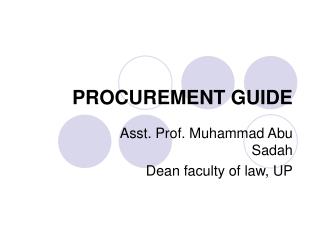 PROCUREMENT GUIDE