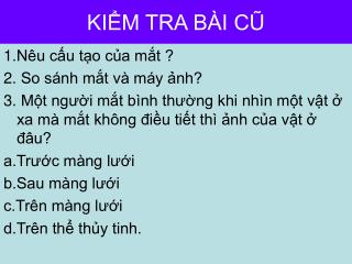 KIỂM TRA BÀI CŨ