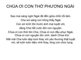 CHÚA ƠI CON THỜ PHƯƠNG NGÀI