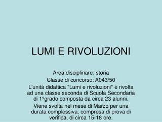 LUMI E RIVOLUZIONI