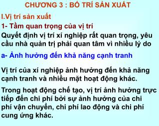 CHƯƠNG 3 : BỐ TRÍ SẢN XUẤT