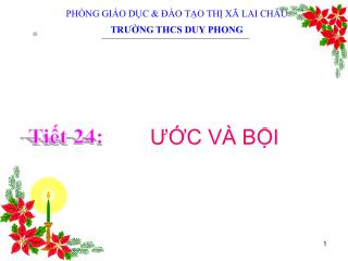 PHÒNG GIÁO DỤC &amp; ĐÀO TẠO THỊ XÃ LAI CHÂU TRƯỜNG THCS DUY PHONG