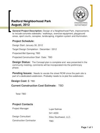 Radford Neighborhood Park August, 2012
