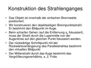 Konstruktion des Strahlenganges