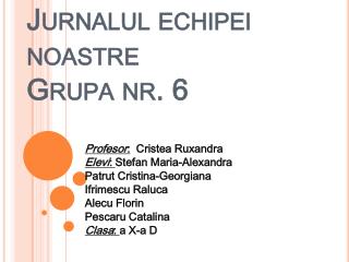 Jurnalul echipei noastre Grupa nr. 6