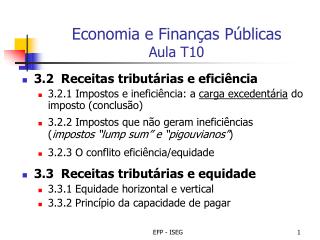 Economia e Finanças Públicas Aula T10