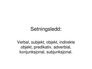 Setningsledd: