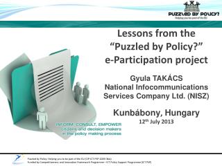 Lessons from the “Puzzled by Policy?” e-Participation project