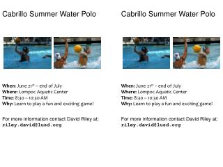 Cabrillo Summer Water Polo