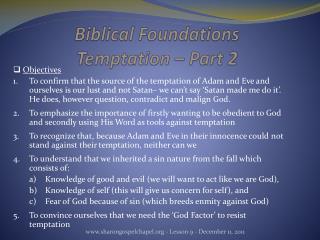 Biblical Foundations Temptation – Part 2