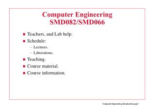 Computer Engineering SMD082/SMD066