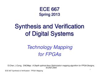 ECE 667 Spring 2013 Synthesis and Verification of Digital Systems