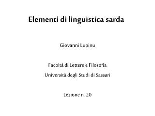 Elementi di linguistica sarda