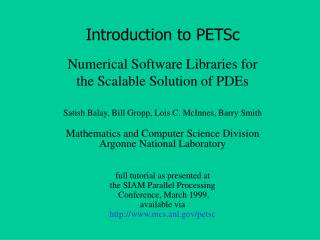 Introduction to PETSc