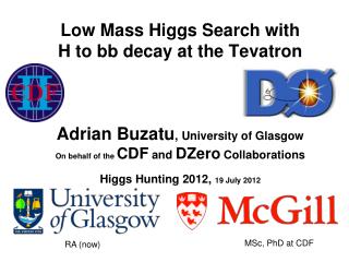 Low Mass Higgs Search with H to bb decay at the Tevatron