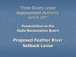 Three Rivers Levee Improvement Authority June 8, 2007