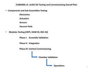 E1000304-v3 aLIGO SEI Testing and Commissioning Overall Plan