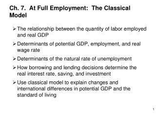 Ch. 7. At Full Employment: The Classical Model