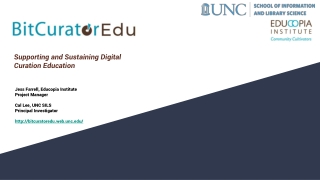 Supporting and Sustaining Digital Curation Education