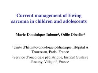 Current management of Ewing sarcoma in children and adolescents
