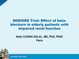 SENIORS Trial: Effect of beta-blockers in elderly patients with impaired renal function