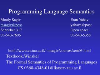 Programming Language Semantics