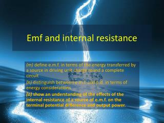 Emf and internal resistance