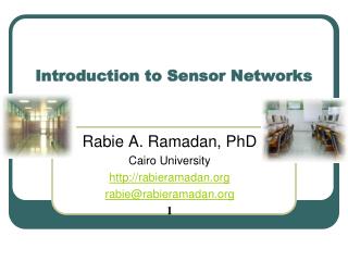 Introduction to Sensor Networks