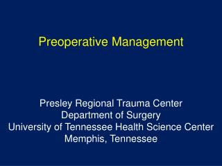 Preoperative Management