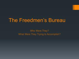 The Freedmen’s Bureau