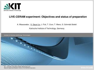 LIVE‐CERAM experiment: Objectives and status of preparation