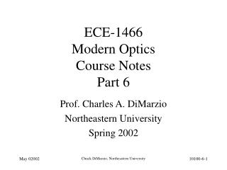 ECE-1466 Modern Optics Course Notes Part 6